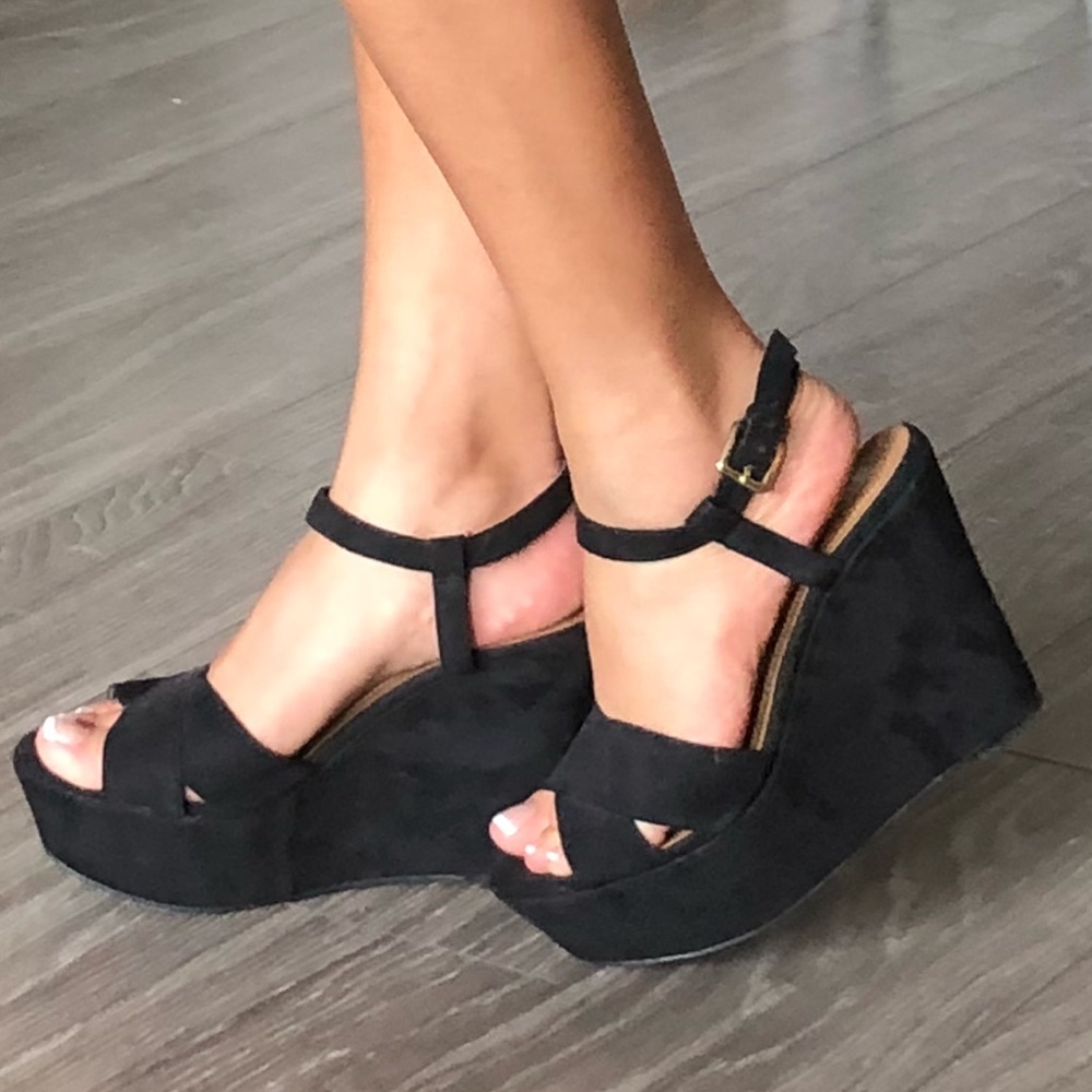 ZARA black platform wedge